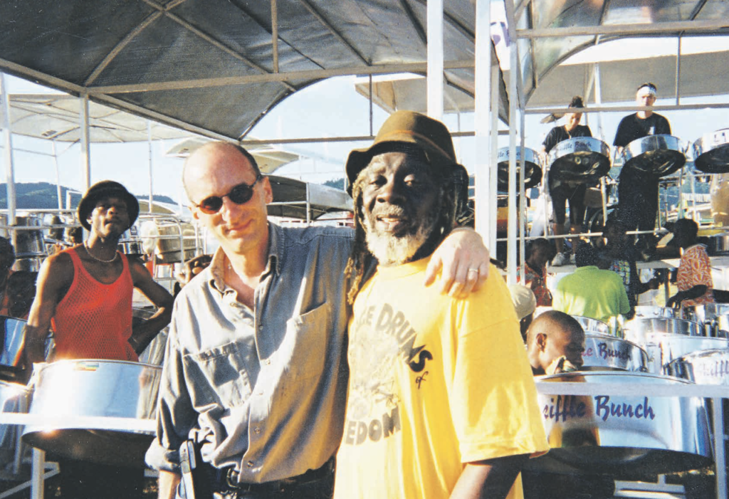 US jazz pannist Andy Narell with the late Black Stalin (Leroy Calliste) in an undated photo.