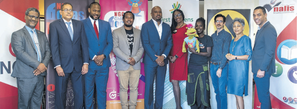 From left: Culture Ministry acting permanent secretary Martel Waldron, OCM marketing manager Marcus Chin-Aleong, NGC director
Dan Russell Ethan Martineau and NGC head of corporate social responsibility Myles Lewis at the media launch of the NGC
Bocas Lit Fest at the National Library, Port of Spain, on March 20. - Photo courtesy NGC