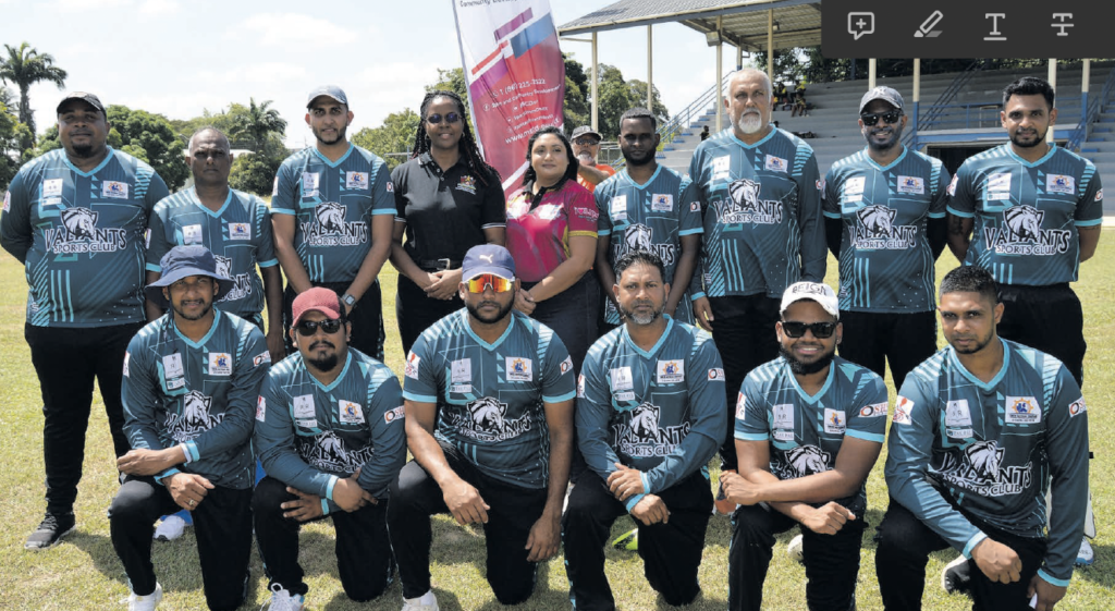 Valiants Sports Club, along with deputy permanent secretary in the Ministry of Sports and Community Development
Beverly Reid-Samuel, fourth from left standing. A grant was given to Southern Sports by the Ministry
of Sports and Community Development for the 2024 cricket season.