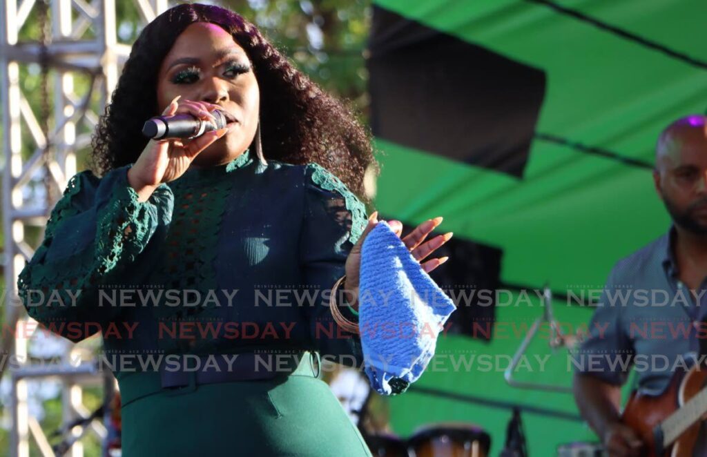 Nisa performs with Rodney Alexander and his Bay-C Experience band at Jazz Artistes on the Greens, WASA grounds, St Joseph on March 16. - Photo by Angelo Marcelle