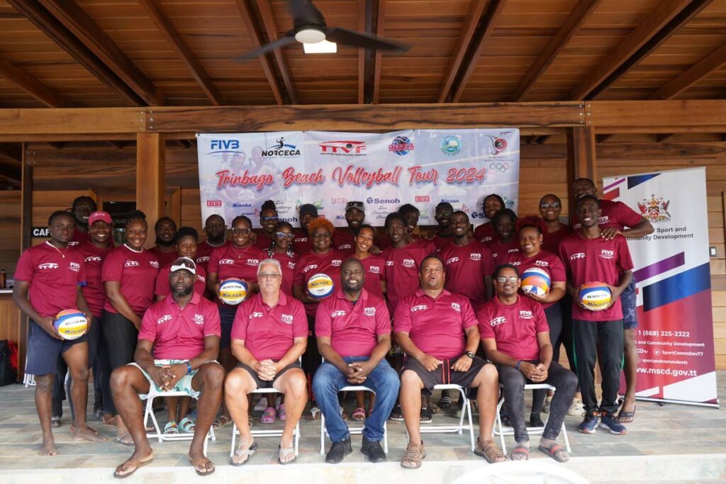 Participants at the TT Volleyball Federation's (TTVF) international beach volleyball coaching course at the Courland Beach Sports Facility in Black Rock, Tobago. - Photo courtesy TTVF