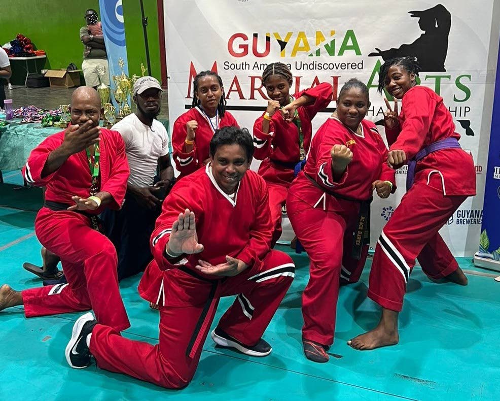 Members of the Blackhawks martial arts team at the 2024 Guyana South American Undiscovered Martial Arts Championship on March 31. - Photo courtesy Blackhawks martial arts.