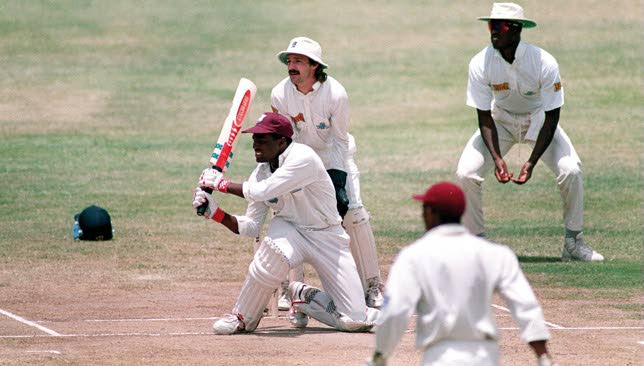 Brian Lara bats during his world record breaking innings of 375 at Antigua Recreation Ground in April, 1994. - 