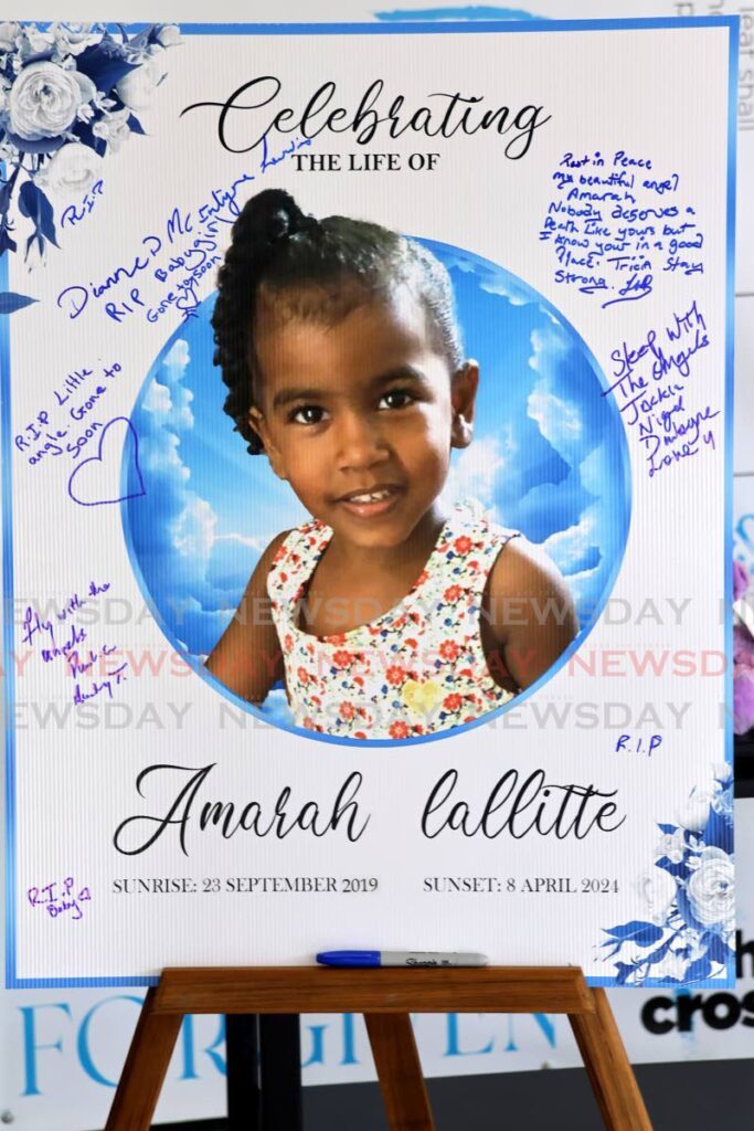 A poster of Amarah Lallitte at her funeral service.  - Photo by Roger Jacob