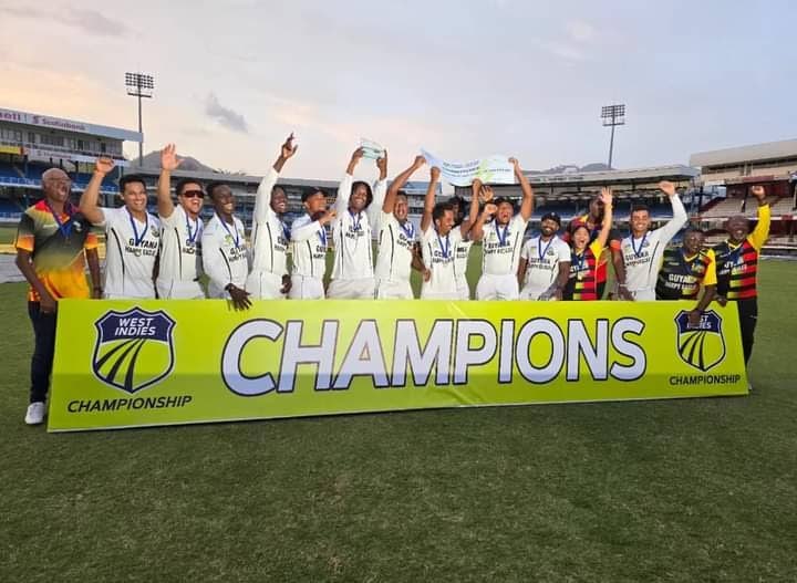 Guyana Harpy Eagles, the 2024 West Indies Regional Four-day champions. Photo courtesy Tucber Park Cricket Club.  - 