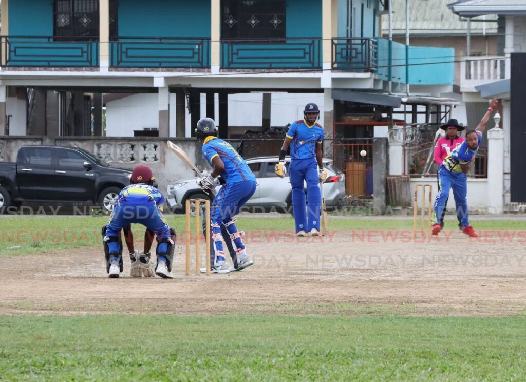 Queen's Park Cricket Club's Akeal Hosein bats against Central Sports during the Premiership One 50-overs competition at the Invaders Recreation Grounds, Felicity, April 21. - AYANNA KINSALE