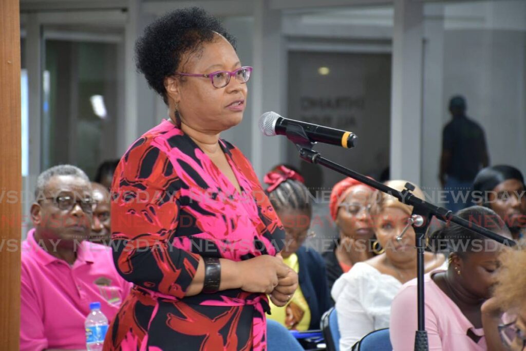 Innovative Democratic Alliance (IDA) political leader Dr Denise Tsoiafatt Angus at a constitutional reform meeting at Shaw Park Complex on April 22. - 