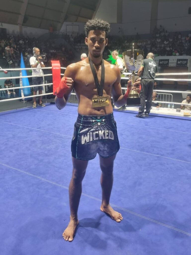 TT’s Darian Rajkumar after his muay thai victory in Martinique on April 20.  - 