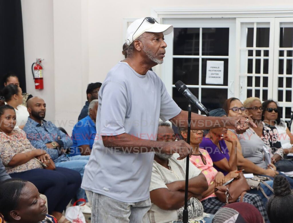 Clarence Mendoza speaks at a Joint Select Committee on Social Services and Public Administration public meeting on the state of public health-care services, at the Arima Community Centre, Anglican Street last Thursday - Angelo Marcelle