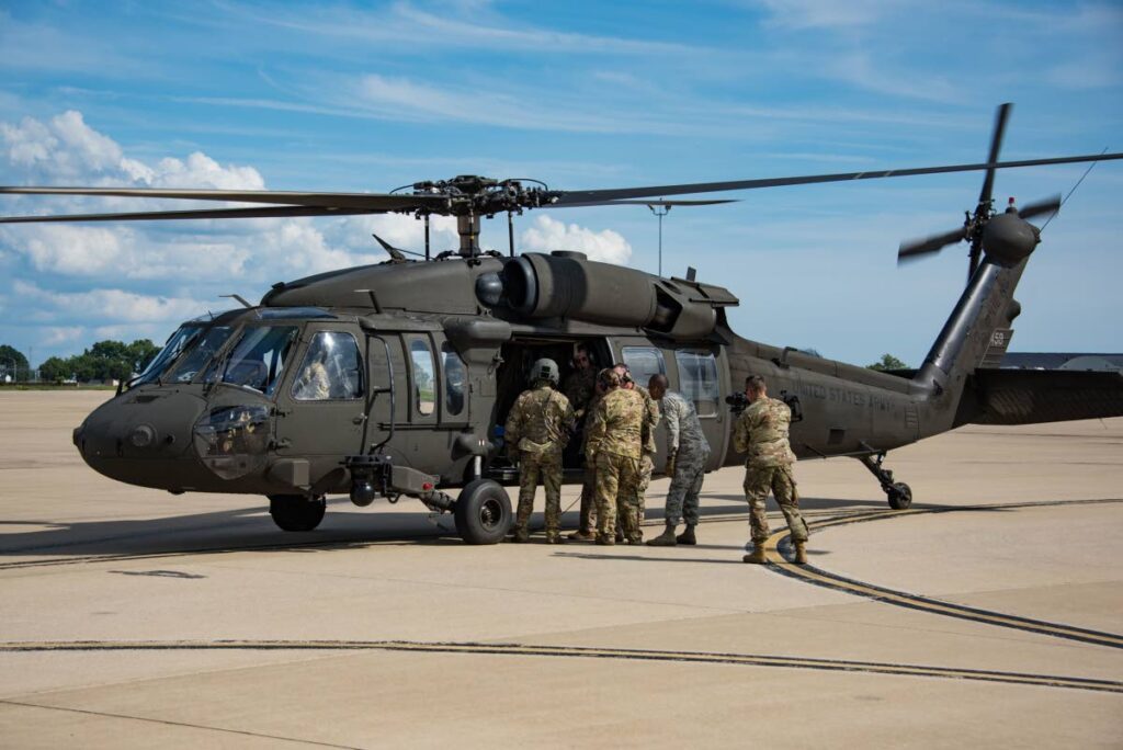 Members of the Delaware National Guard during a simulation exercise using Blackhawk helicopters in Delaware, US, in 2020. - Photo courtesy US National Guard