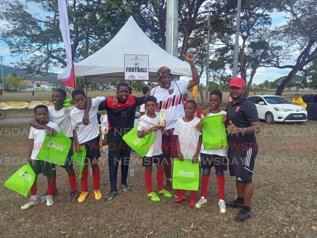 Tinto Sports Academy won the under-12 division at the Ministry of Sport and Community Development's East District Sports on April 27, at the Eddie Hart Grounds, Tacarigua.  - Photo by Stephon Nicholas