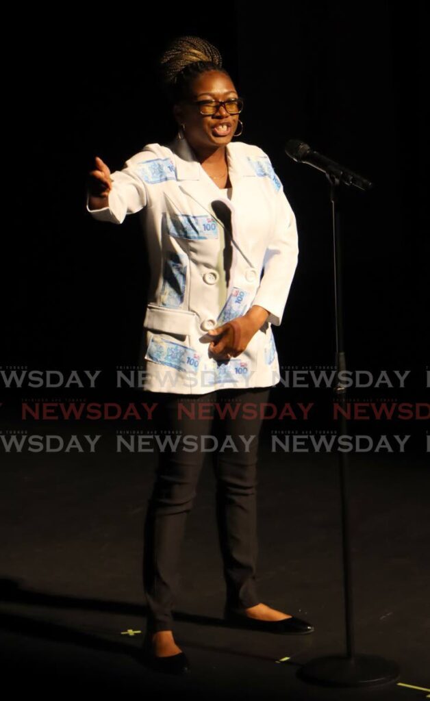 Shakira Burton winner of the First Citizens National Poetry Slam competition held at Queen's Hall, St Ann's, on April 28.  - Angelo Marcelle