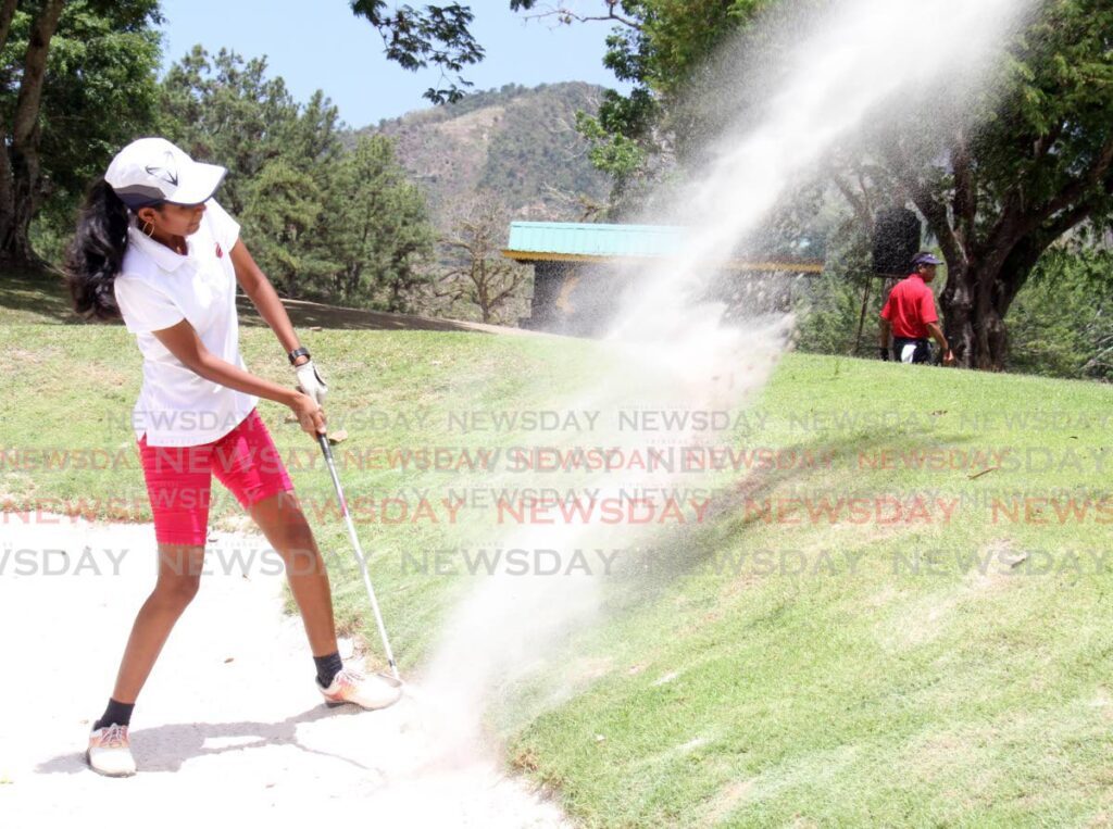 FILE PHOTO: Seline Manpool hits out of a sand bunker during a past Scotiabank Charity Golf tournament at St Andrews Golf Course, Moka, Maraval. PHOTO BY ANGELO MARCELLE - ANGELO_M_MARCELLE