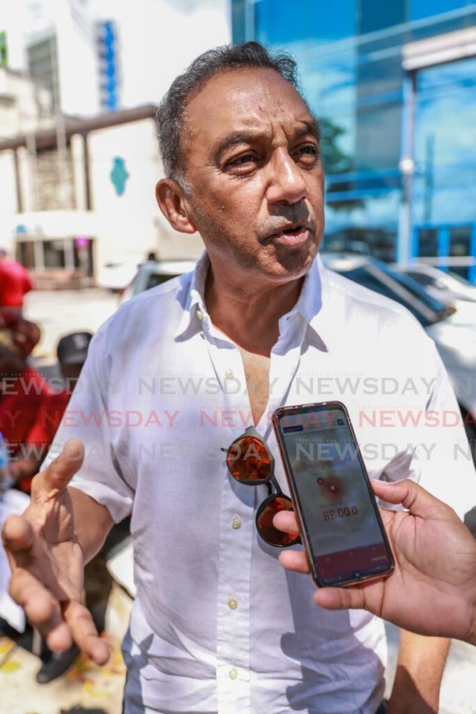 Former UNC MP Vasant Bharath speaks to Newsday's reporter at the National Trade Union Centre (NATUC) march in Port of Spain, November 3, 2023. - Photo by Jeff K. Mayers