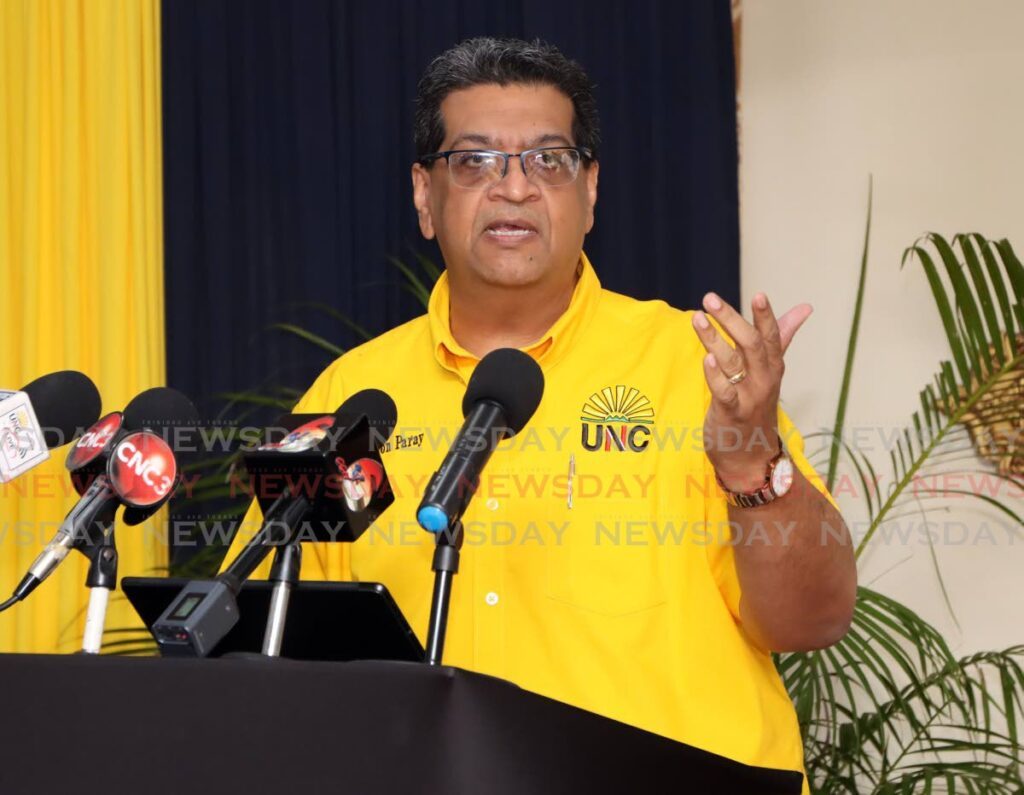 Member of Parliament for Mayaro Rushton Paray makes the call for the United National Congress to hold its Natex election during a press conference at the Couva Chamber of Commerce Hall last March. The election will be held on June 15. - Ayanna Kinsale  