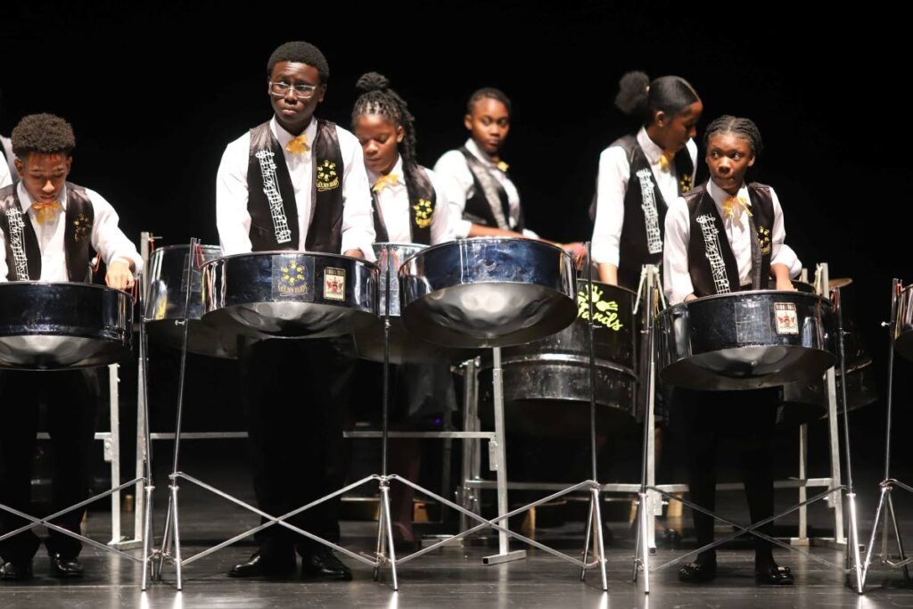 Golden Hands Steel Orchestra performs at Champs In Concert held at SAPA on April 27 by South Central arm of TT Music Festival Association.  Photo courtesy T&T EVENT PHOTOGRAPHY - 