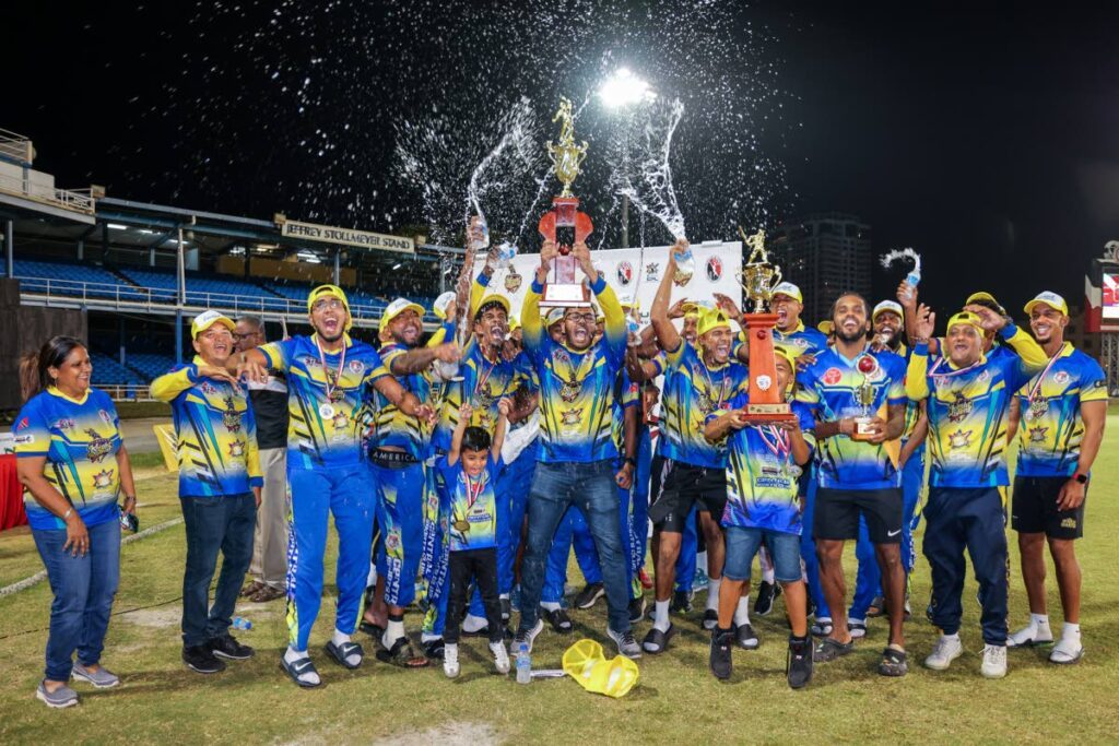 Central Sports celebrate retaining the TKR/TTCB T20 Festival crown after winning the final on May 4 at Queen’s Park Oval, Port of Spain. - Photo by Daniel Prentice