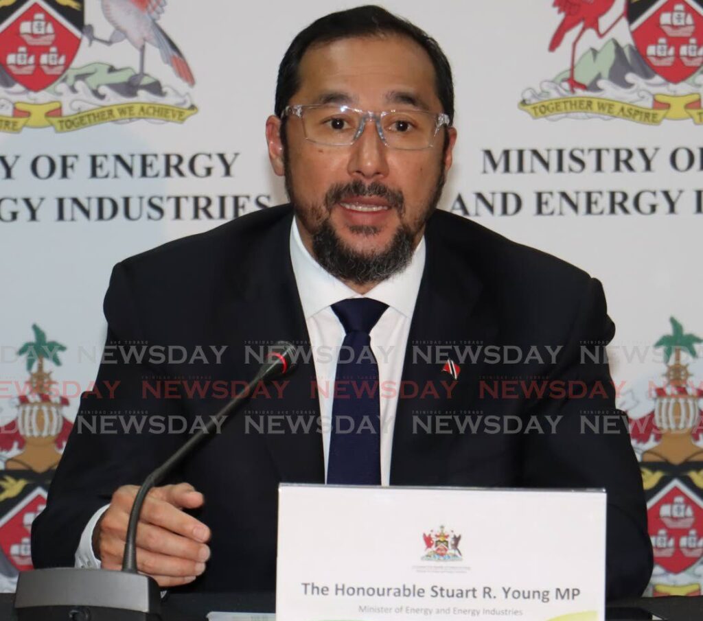 Energy Minister Stuart Young speaks at the natural gas audit press conference at the International Waterfront Complex on Wrightson Road, Port of Spain, on May 7. - Photo by Faith Ayoung
