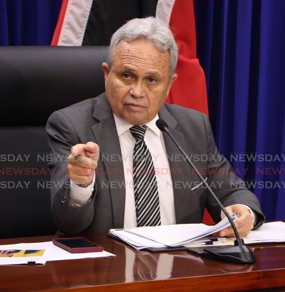 Minister of Finance Colm Imbert speaks at post cabinet briefing, White Hall, Port of Spain on May 16. - Photo by Angelo Marcelle