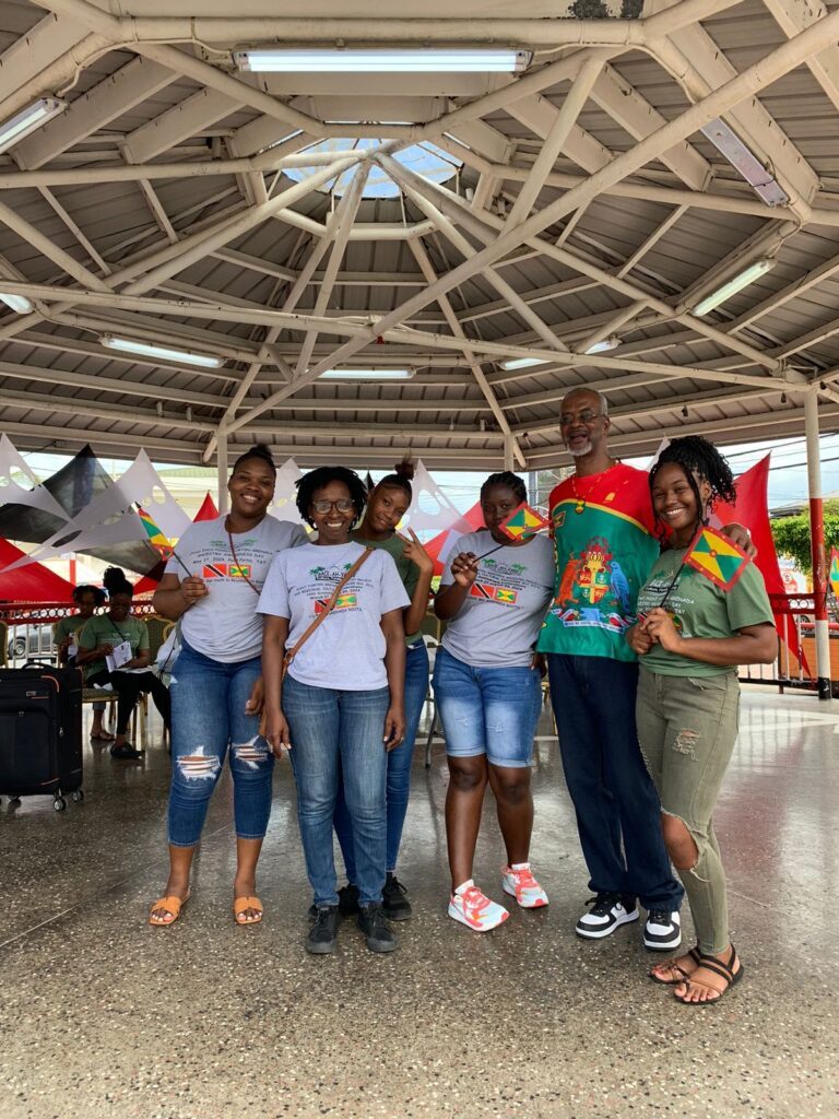 From left Back-Ah-Yard youth officer Malyka La Fortune, president Dixie-Ann Joseph , Grenada high commisioner to TT Elwyn Mcquilkin with other youth members at the start of Ancestry Awareness Day, for Point Fortin and Grenada on May 1.