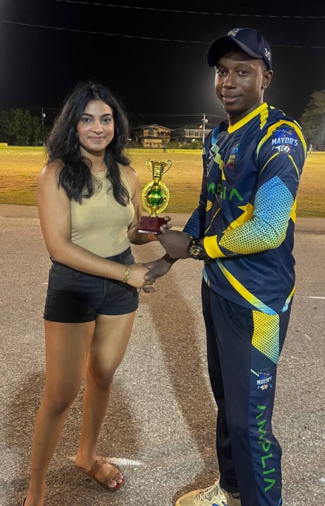 Bess Motors Marchin Patriots wicket-keeper/batsman Daniel Williams was adjudged Man of the Match after his team’s win over Prisons in the Chaguanas Mayor’s T10 Cup on May 19, 2024. - 