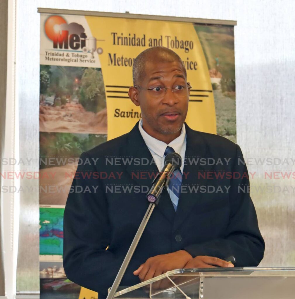 Meteorologist Ean Wallace speaks at the National Climate Outlook Forum at Trinidad and Tobago Civil Aviation Authority Training Centre on Caroni North Bank Road, Piarco on May 21. - Faith Ayoung