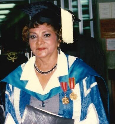 Anna Mahase, seen here at a UWI graduation ceremony, was an honorary graduate of the UWI, St Augustine and the recipient of the National Awards of the Medal of Merit (Gold) and the Chaconia Medal (Gold). - 