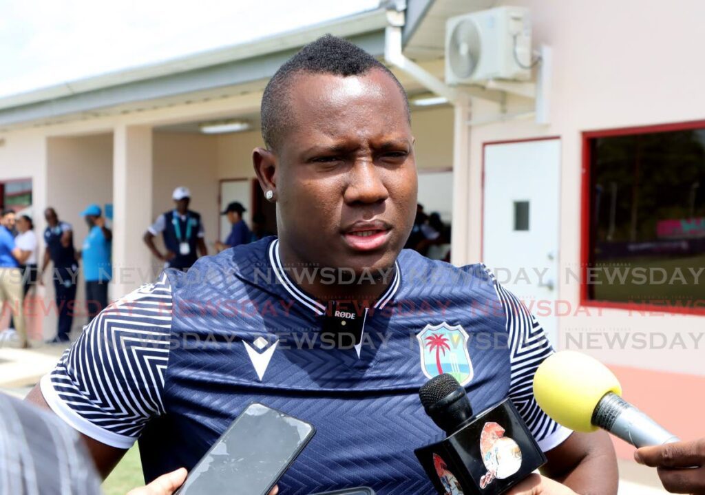 West Indies captain Rovman Powell speaks to media at the UWISPEC, St. Augustine, on Wednesday, ahead of the ICC T20 World Cup which bowls off on Saturday at the Grand Prairie Stadium, Texas.  - AYANNA KINSALE
