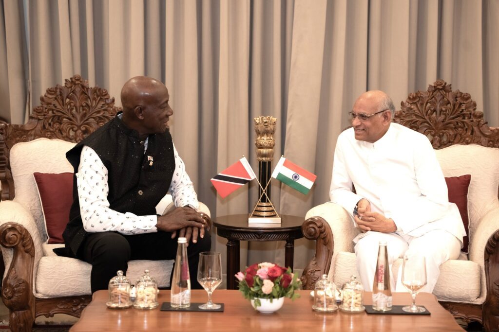 Prime Minister Dr Keith Rowley met with the Governor of Maharashtra, Shri Ramesh Bais at Raj Bhavan, Mumbai on May 16. - Photo courtesy the Office of the Prime Minister's Facebook page