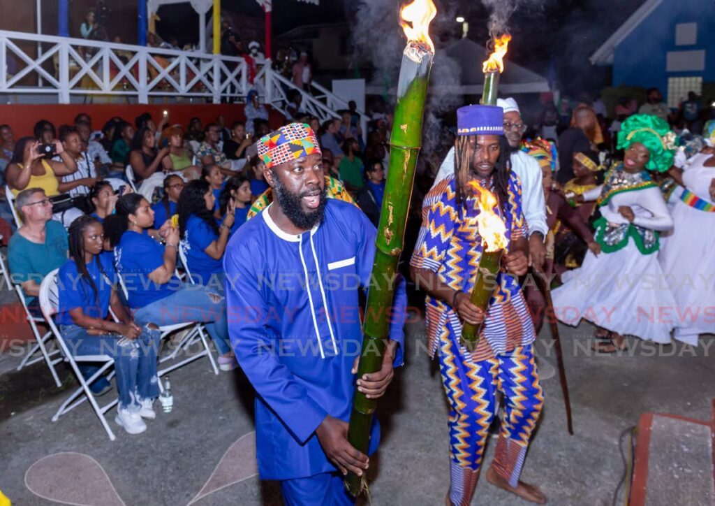 Patrons are entertained by song, dance and play at the 2023 Pembroke Salaka Feast at the Pembroke Heritage Park, Tobago. - File photo