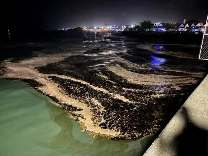 In this file photo, hydrocarbons from an overturned barge  pollute the sea near Scarborough in February. - Photo courtesy THA