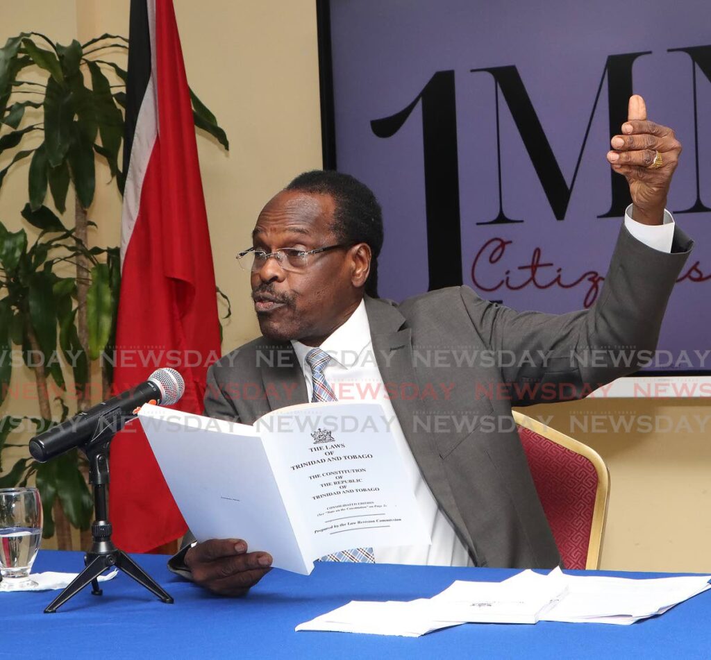 Minister of National Security Fitzgerald Hinds gives his position during a press conference in Port-of-Spain on June 4. - Archive photo Angelo Marcelle