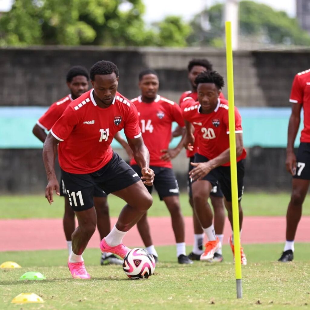 Trinidad and Tobago's Levi Garcia runs with the ball during a recent team training session at Manny Ramjohn Stadium ahead of TT's World Cup qualifier against Grenada on June 5 at Hasely Crawford Stadium, Port of Spain.  - Photo courtesy of TTFA Media