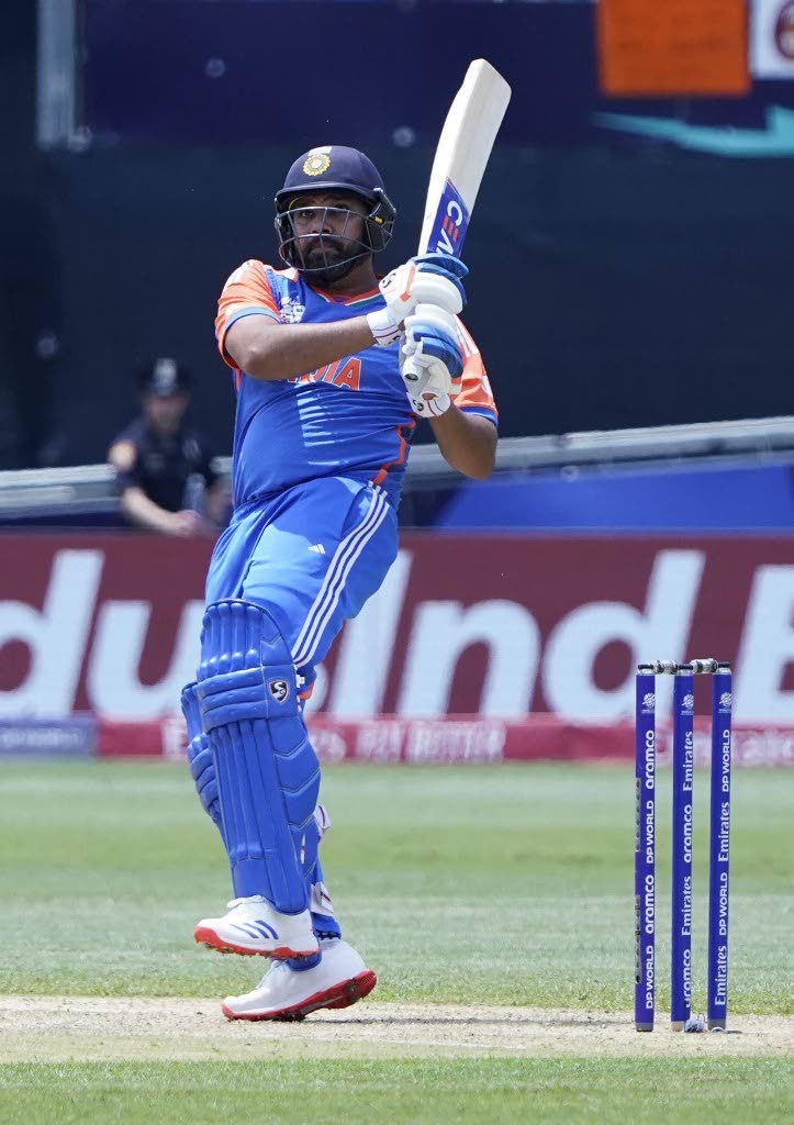 India’s captain Rohit Sharma bats during the ICC men’s Twenty20 World Cup 2024 group A match between against Ireland at Nassau County International 
Cricket Stadium in East Meadow, New York, on Wednesday.  - AFP PHOTO