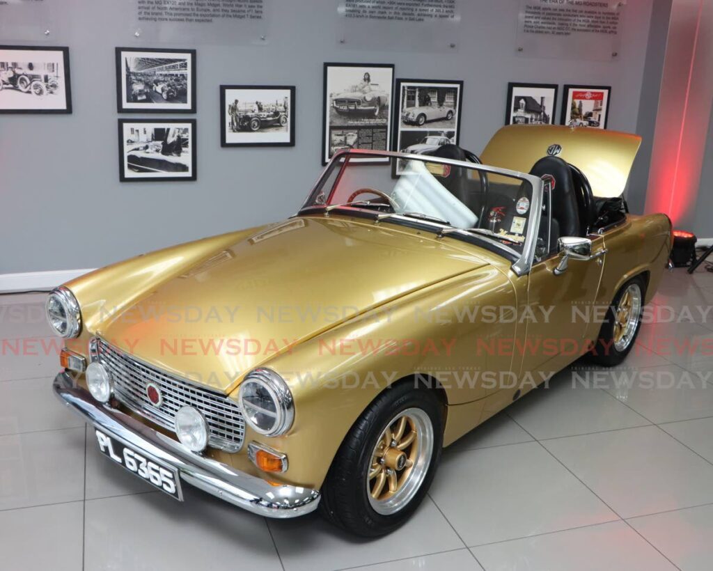 A 1968 MG car, customised by Speedy Muffler Works, Jr Auto Garage and Viking Care Centre, at Massy Motors Ltd, Lady Young Road, Morvant on June 5. - Angelo Marcelle