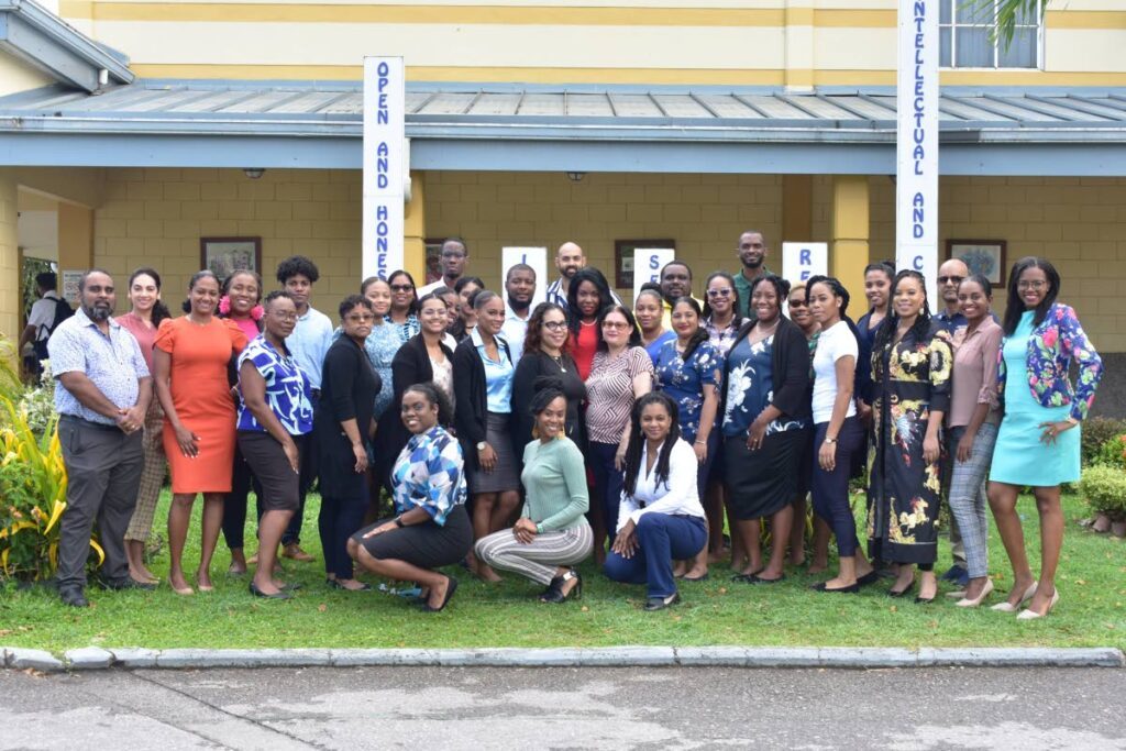 Head of the Bishop Anstey High School East and Trinity College East sixth form school Shinelly James, at extreme right, with staff members. The school won an inaugural 2024 Global Inclusion Award at the UNESCO and inclusive practitioners conference in France. - 