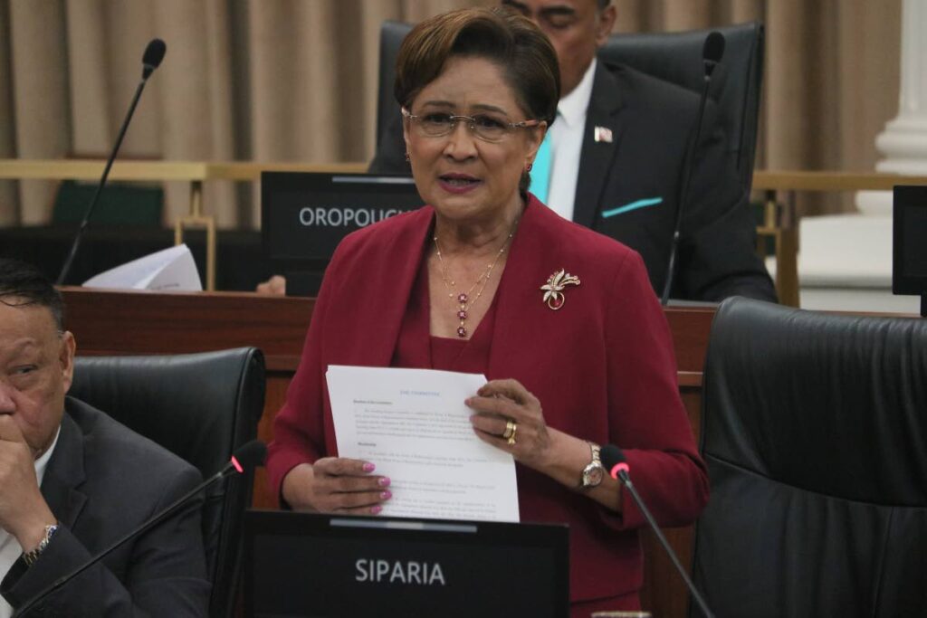 Opposition Leader Kamla Persad-Bissessar during debate in the House of Representatives on Friday. PHOTO COURTESY OFFICE OF THE PARLIAMENT - OPM 