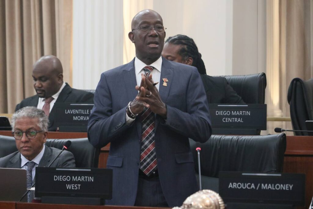 Prime Minister Dr Keith Rowley speaks during debate in the House of Representatives on Friday. PHOTO COURTESY OFFICE OF THE PARLIAMENT - OTP