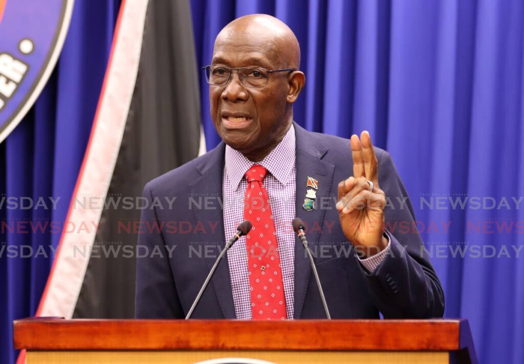 Prime Minister Dr Keith Rowley at a post-Cabinet press conference at Whitehall, Port of Spain on June 13. - Photo by Ayanna Kinsale