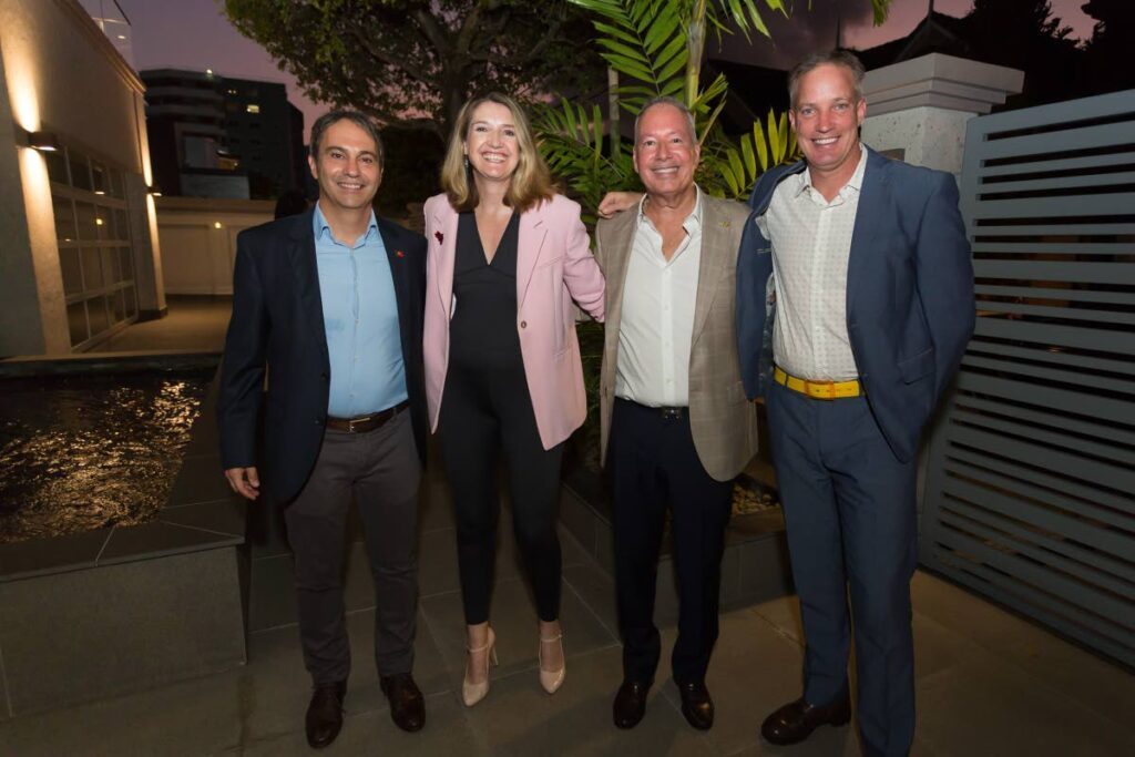 From left, Ricardo Cortes, Consul General of Portugal to Venezuela; British High Commissioner to TT Harriet Cross; William Ferreira Honorary Consul of Portugal and Phillip Saltonstall. - Photo courtesy Peter Lim Choy