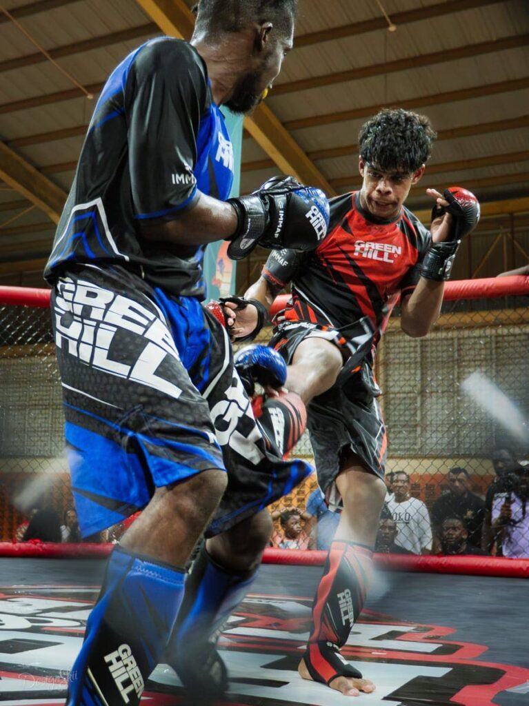 Action in the National MMA Championships at the Eastern Regional Indoor Sports Arena, Tacarigua.  - 