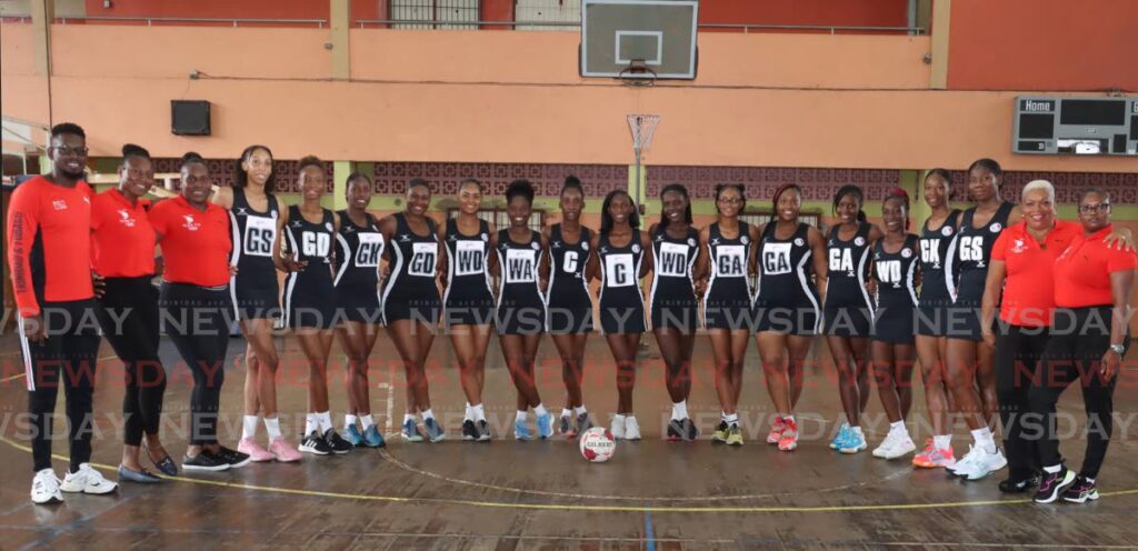 Coaches and members of the TT Under-21 netball team during their media day at the St Paul Street Gymnasium at St Paul Street, Port of Spain on June 19. - Photo by Faith Ayoung