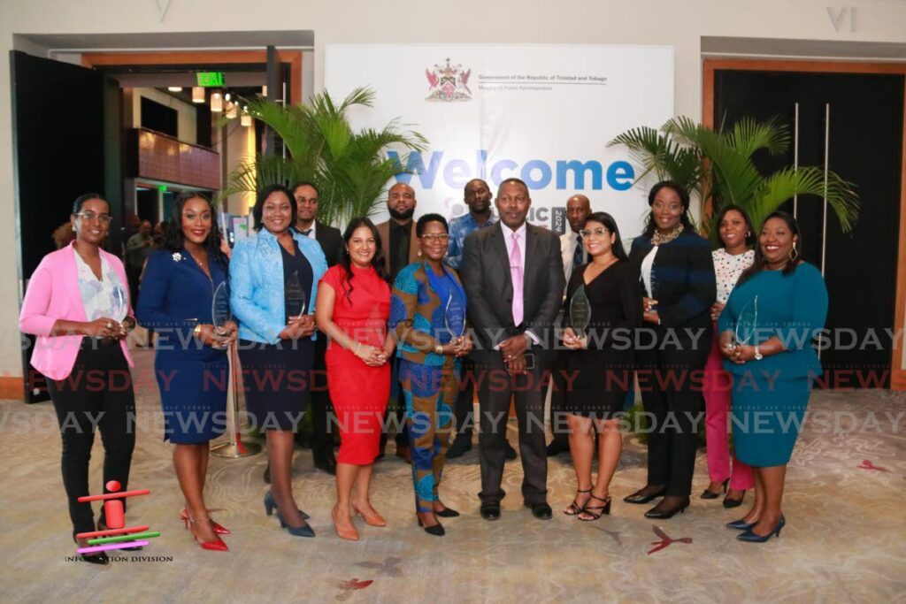 The 2024 recipients of the Ministry of Public Administration’s Public Service Excellence Awards with the  Ministry of Public Administration PS Claudelle Mc Kellar at centre. - 