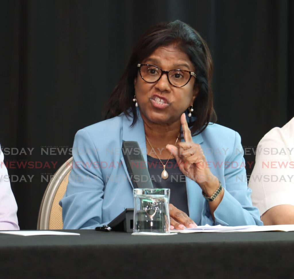 Trade Minister Paula Gopee-Scoon at a media conference at the Hyatt Regency in Port of Spain on June 26. - Photo by Faith Ayoung