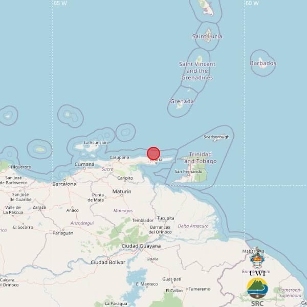 An earthquake strikes Trinidad and Tobago two minutes before midnight