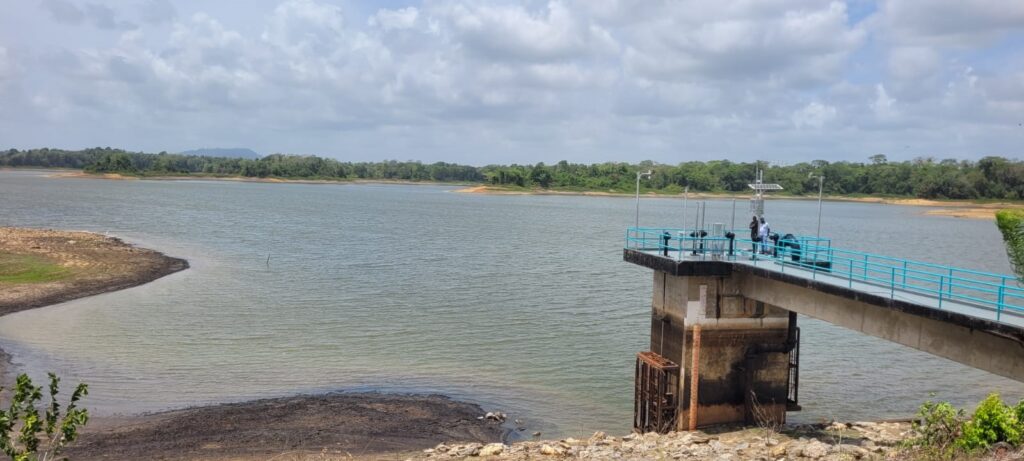 The water levels at the Caroni-Arena Reservoir in early May. - Photo courtesy WASA