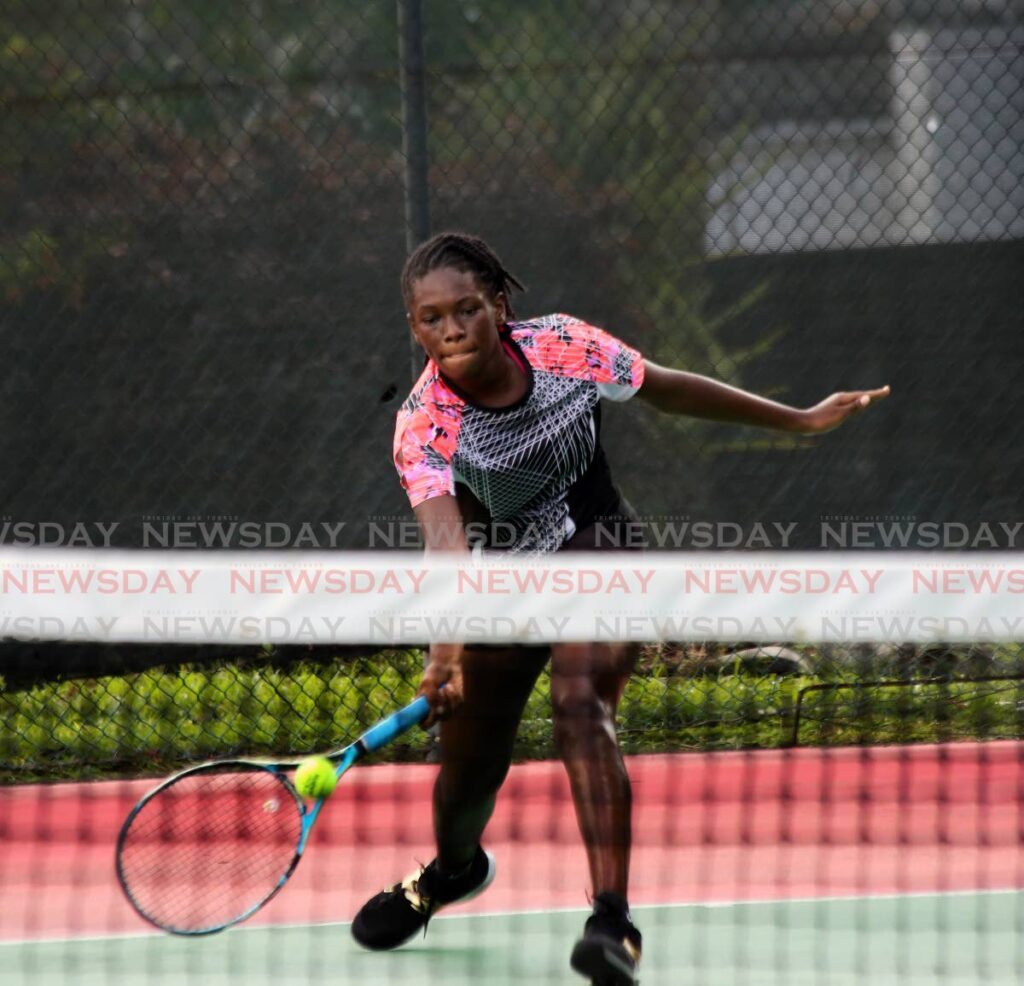 (FILE) Christina Hills got past Naomi Mohammed 6-2, 6-4, during day three of the Sagicor Junior Tennis tournament, on Monday, at the National Racquet Centre, Tacarigua.  - Newsday File Photo