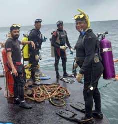 The four divers who died in an accident at Paria Fuel Trading Company Ltd’s Pointe-a-Pierre facility in February 2022. From left: Kazim Ali Jnr, Yusuf Henry, Rishi Nagassar and Fyzal Kurban. - 