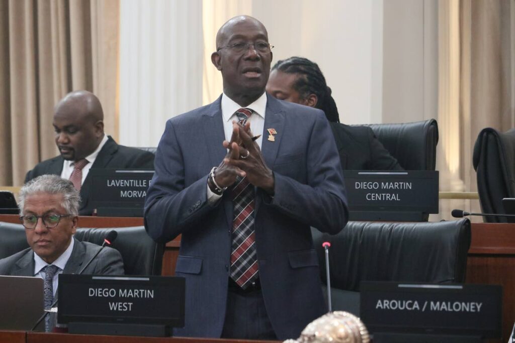 Prime Minister Dr Keith Rowley speaks during a recent debate in the House of Representatives. - Photo courtesy Office of the Parliament