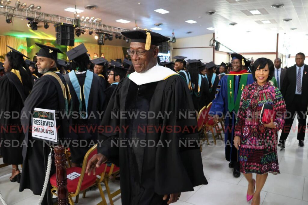 Prime Minister Dr Keith Rowley and wife Sharon attended the University of the Southern Caribbean's 91st graduation ceremony at the university's auditorium Maracas St Joseph on June 30. - Photo by Roger Jacob